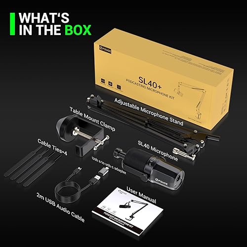 Miniatura 7 de FDUCE Micrófono dinámico, XLRUSB para grabación de podcasts, micrófono de PC para transmisión de voz en off, micrófono de metal de estudio con