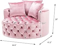 Vista 2 de HomSof Chaise giratorio para interiores y exteriores, sofá moderno para sala de estar, club, silla redonda, respaldo tallado con botones