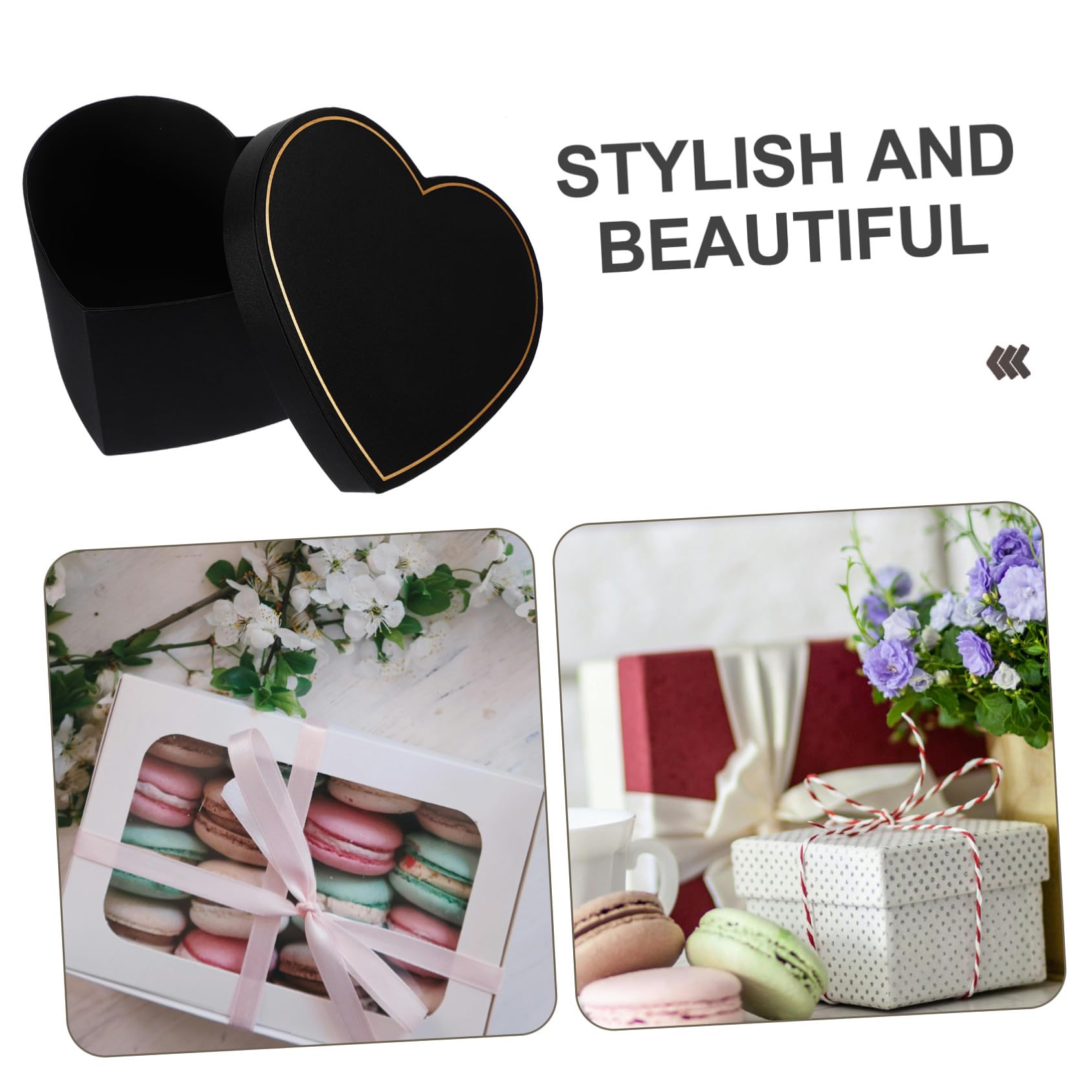 WATIIFUFU Herzförmige Geschenkbox Schwarz mit Deckel aus Stoff in Herzform für Abschlussfeier und Hochzeit als Leere Karton Geschenkbox
