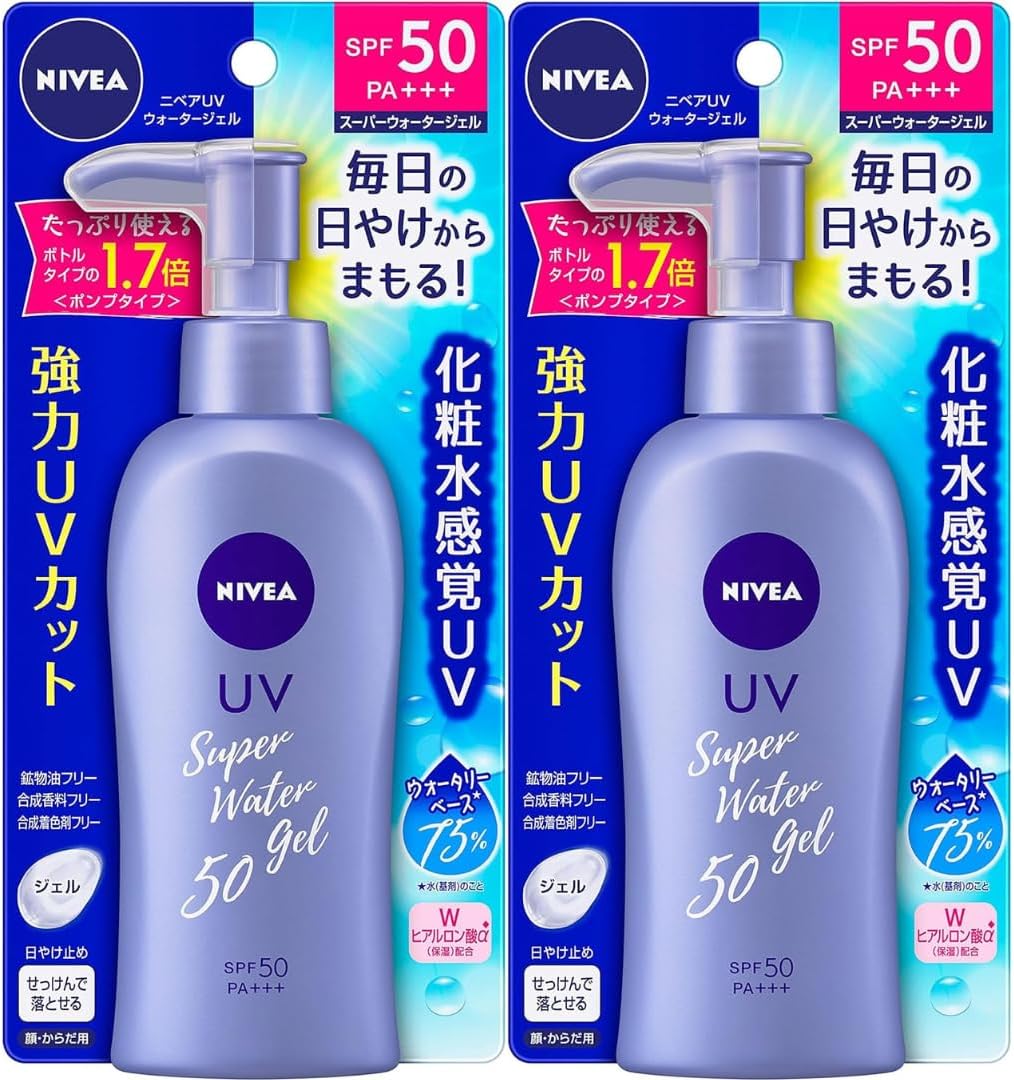Nivea San SPF 50/PA+++ Protected Water Gel Pump, 4.9 oz (140 g) x 2 Pieces