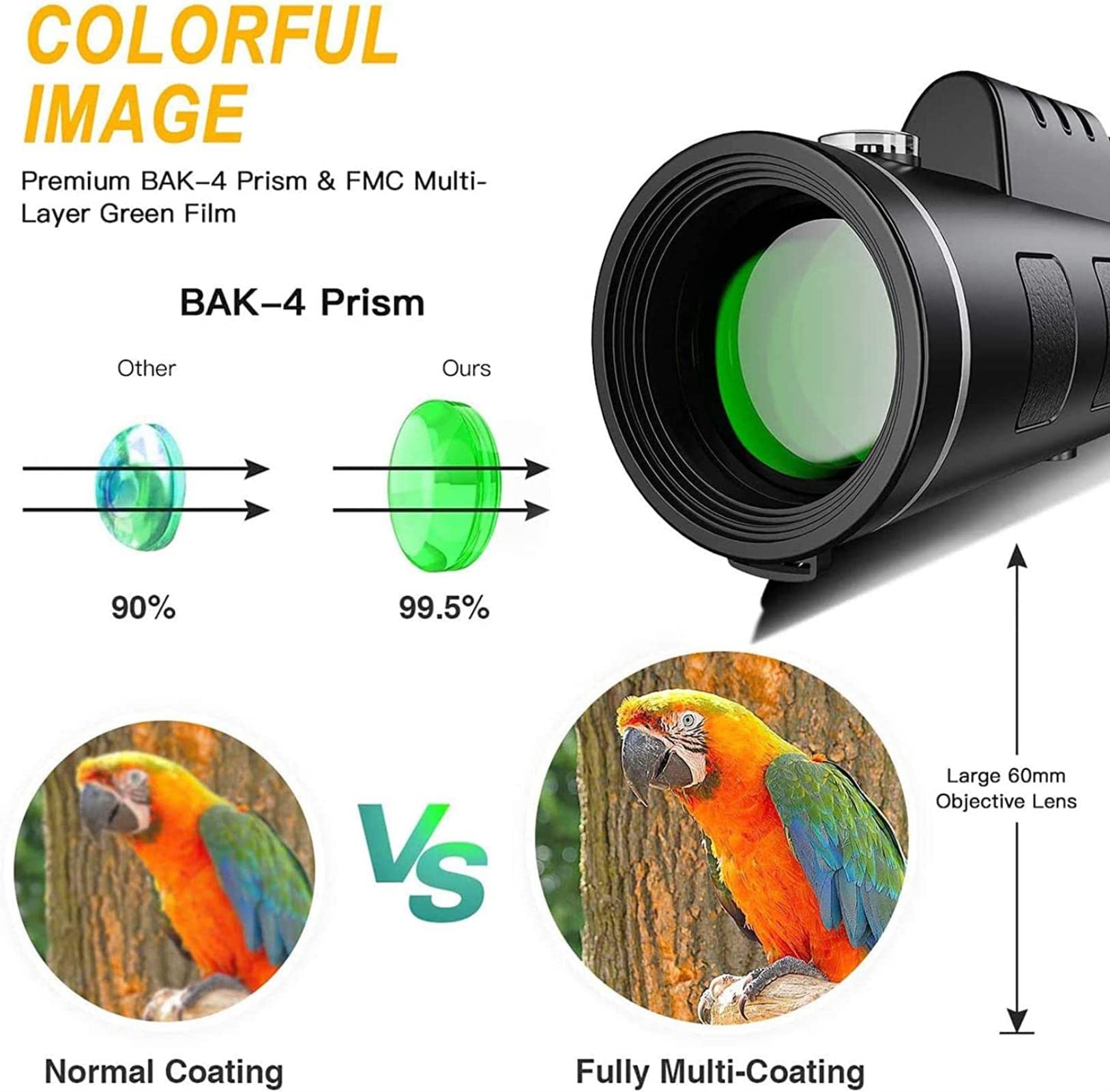 télescope Télescope monoculaire à Zoom HD 40x60, for Adultes et Enfants, for la Faune, l'observation des Oiseaux, randonnée Les Voyages