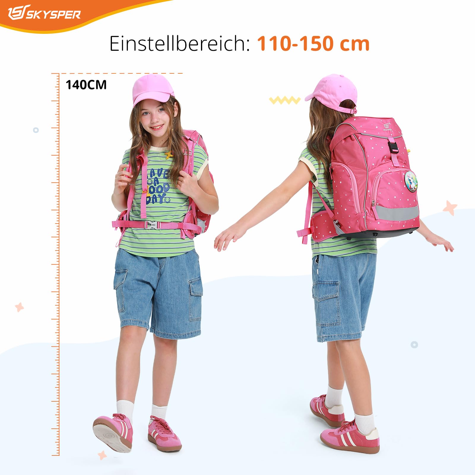 SKYSPER Schulranzen Set 5-teilig für Jungen Mädchen 1. Klasse Grundschule Schulrucksack Sporttasche Outdoor Sport Ergonomischer Schultaschen Federmäppchen Sets