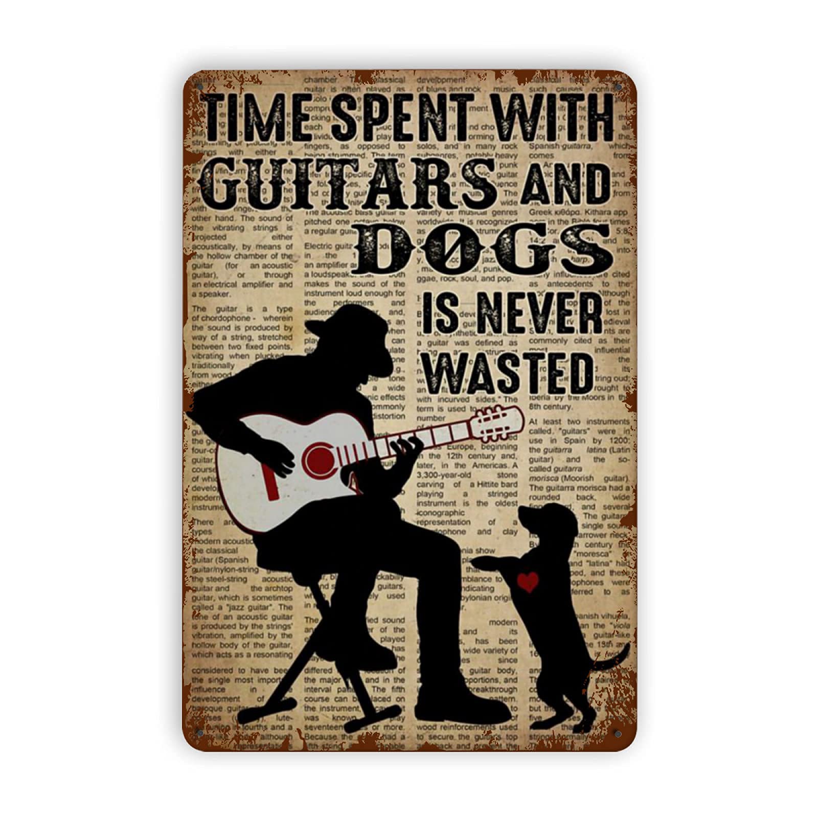 Targa Metallica Vintage Per Chitarra 20x30 Cm | Cartello Divertente Per Man Cave, Bar E Ufficio | Regalo Originale