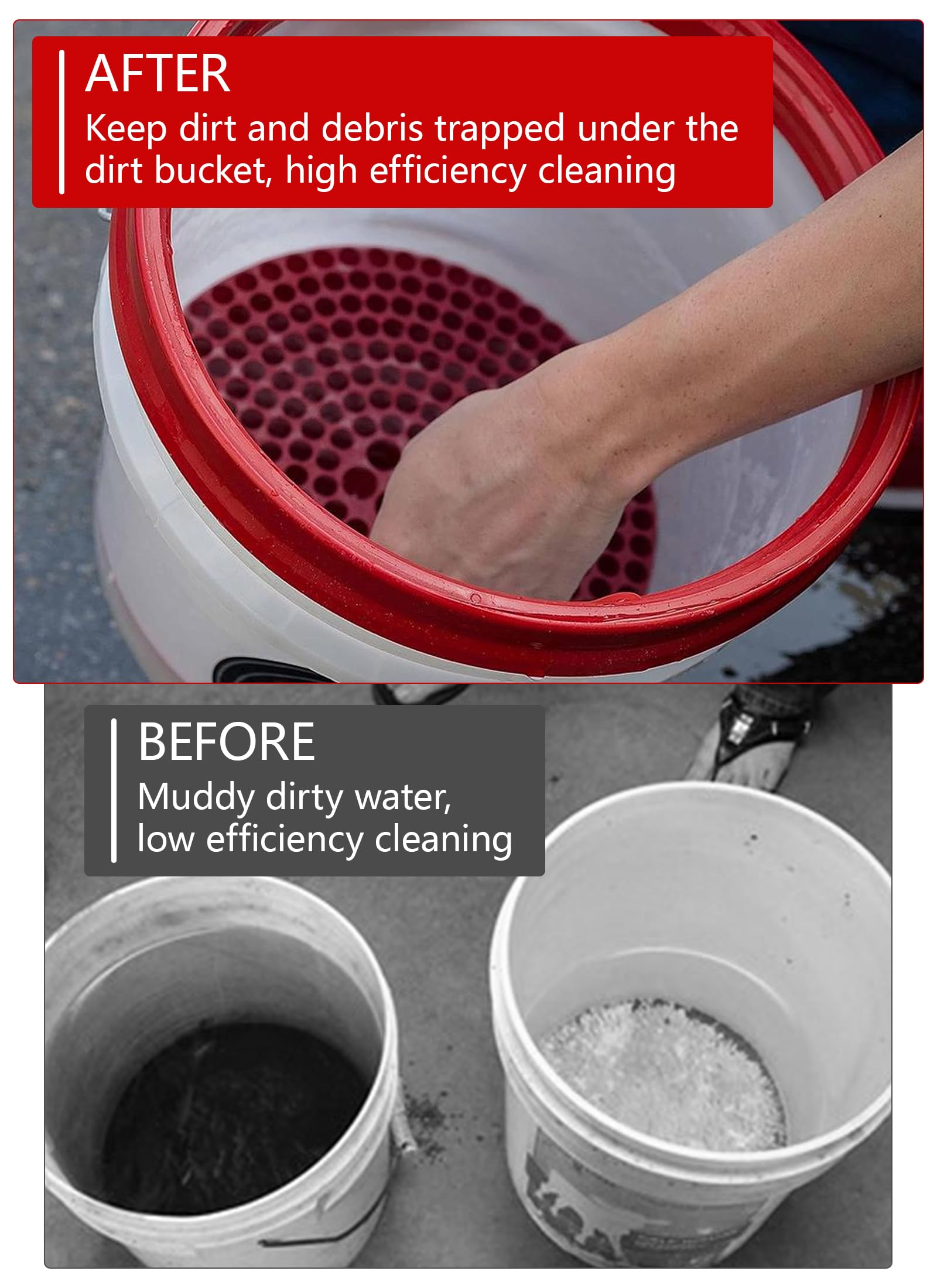 Chariot à seau avec roues – Seau de lavage roulant avec 5 roues et 2 roulettes verrouillables compatible avec les seaux de 9,5, 12,7 et 19,8 litres