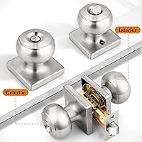 Vista 3 de Probrico - Perillas de puerta de níquel cepillado cuadradas, perilla de puerta de privacidad para dormitorio y baño, manijas de puerta