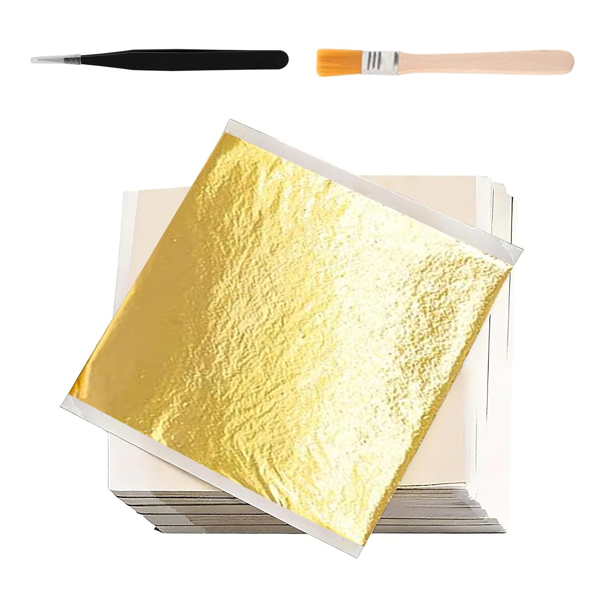 200 Hojas de Pan de Oro para Manualidades, lámina de Oro para Manualidades, lámina metálica de Pan de Oro para Pintura acrílica y Bricolaje (8,5 x 8 cm)