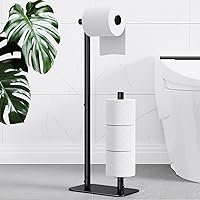 Kitsure Free Standing Toilet Paper Holder for 4 Rolls - Rustproof, Non-Slip Base, Anti-Drop Design, Black Bathroom TP Stand