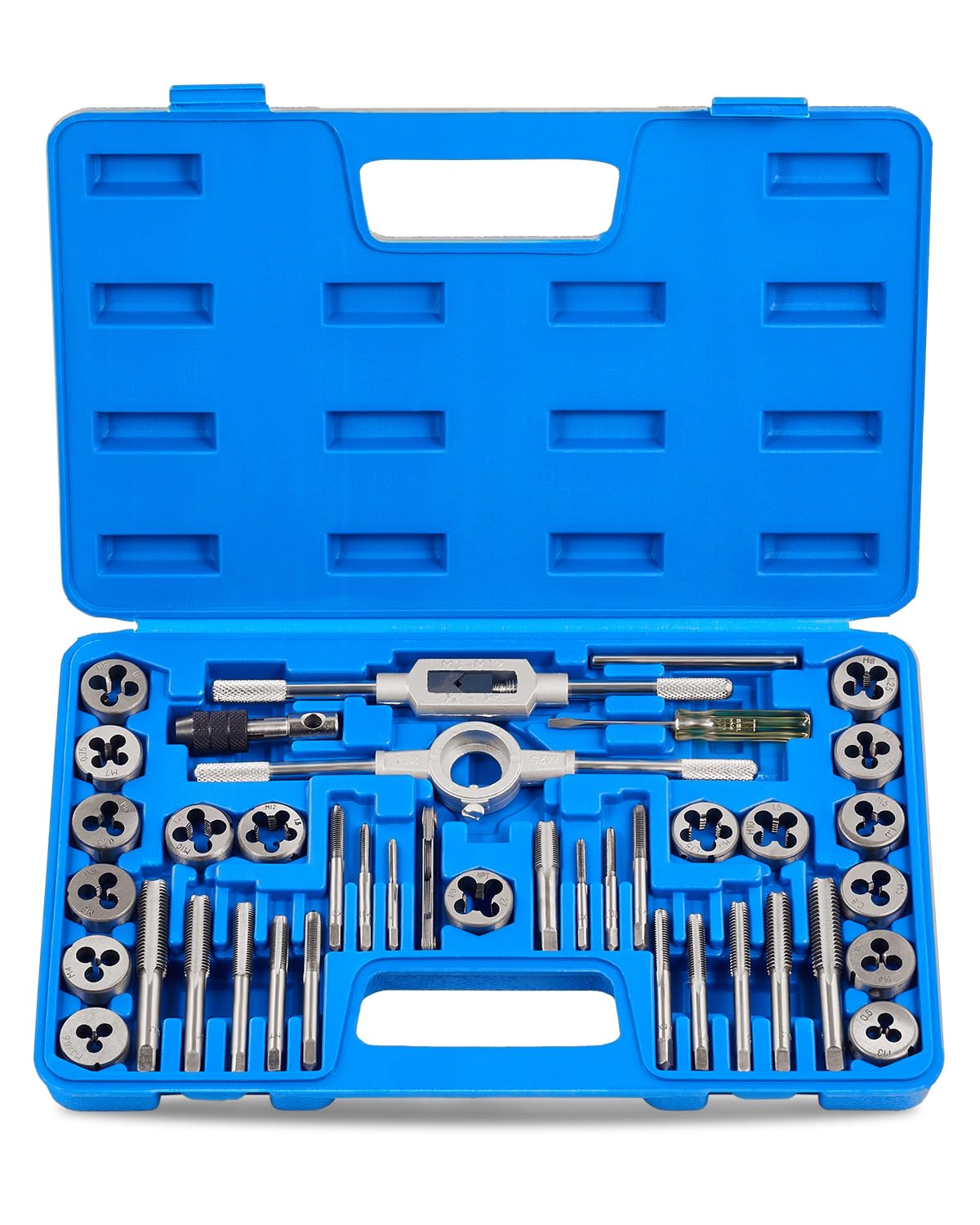 Orion Motor Tech Juego de Machos y Matrices de 40 Piezas, Tamaños Métricos | Kit de Herramientas para Mejorar el Hogar para Crear y Reparar Roscas | Juego de Herramientas Manuales con Llaves Métricas