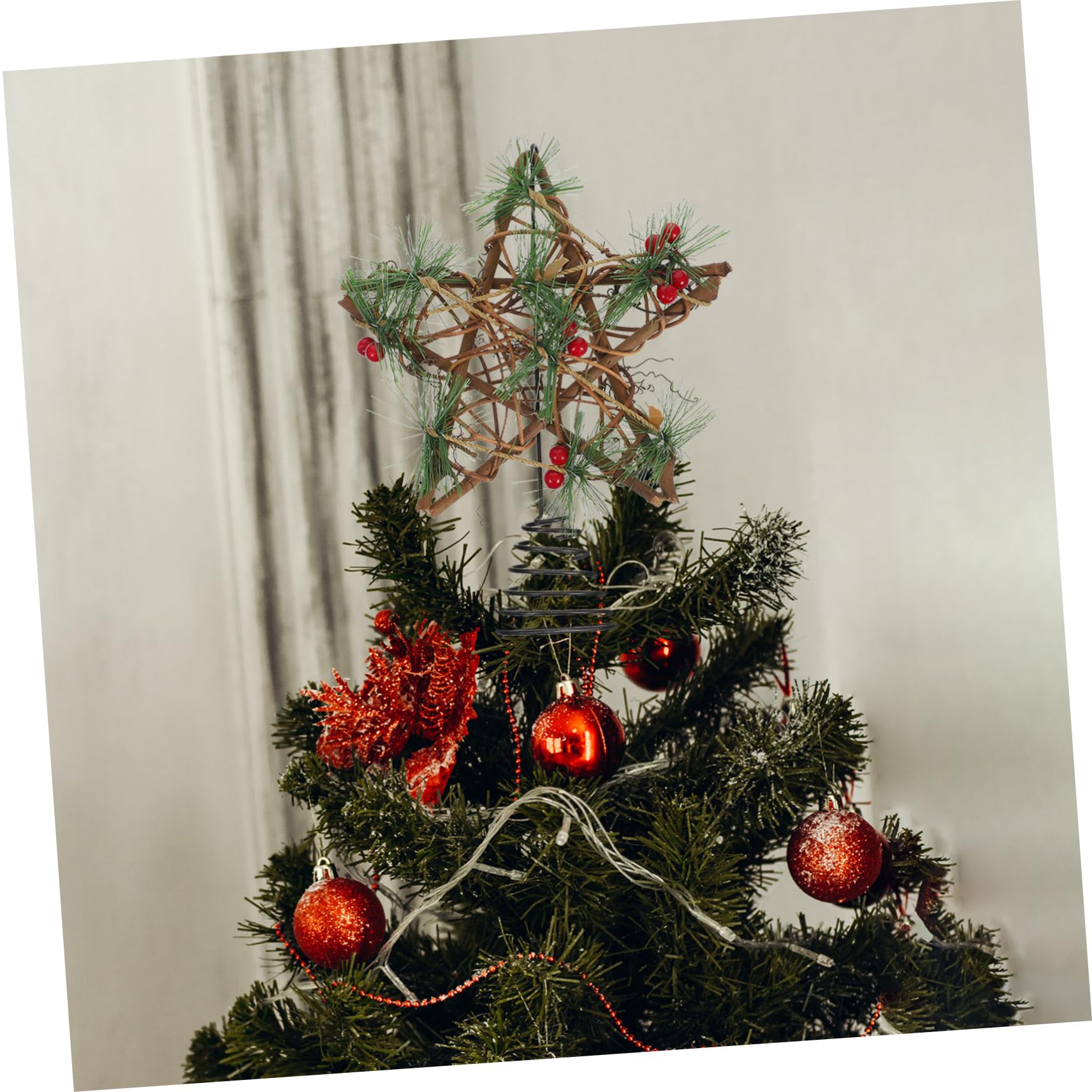 3 Pièces étoile de Sapin de noël Decoration de Bureau décoration de Noel d'arbre en Osier de Sapin de Noël en Osier de Noel Topper étoile de décoration de PRETYZOOM