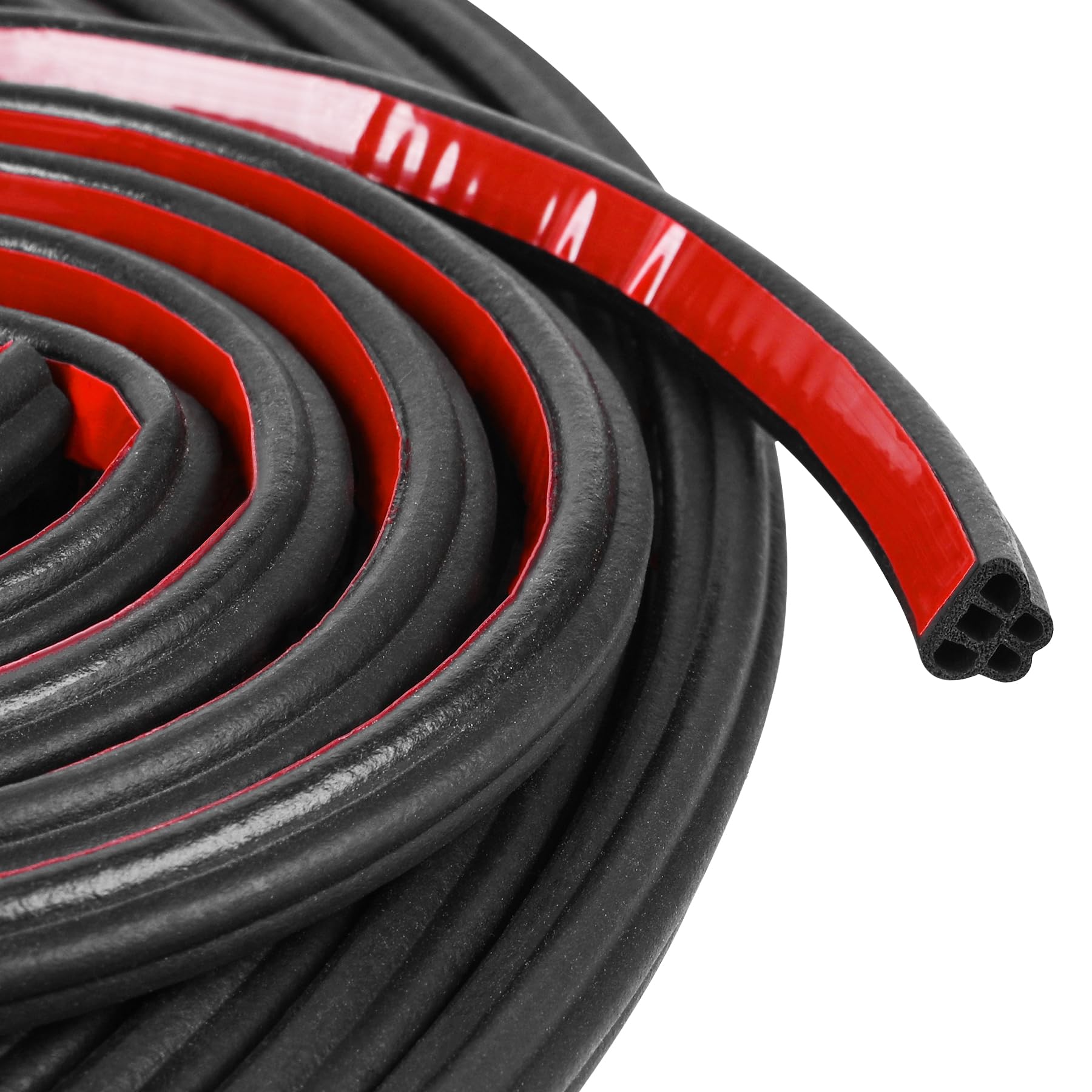 Car Weather Stripping Self Adhesive 33Ft Double Layer 5-Hole Universal Automotive Soundproofing Weatherstrip Adhesive Car Door Rubber Seal Strips with Adhesive Backing for Car RV Truck Doors Window