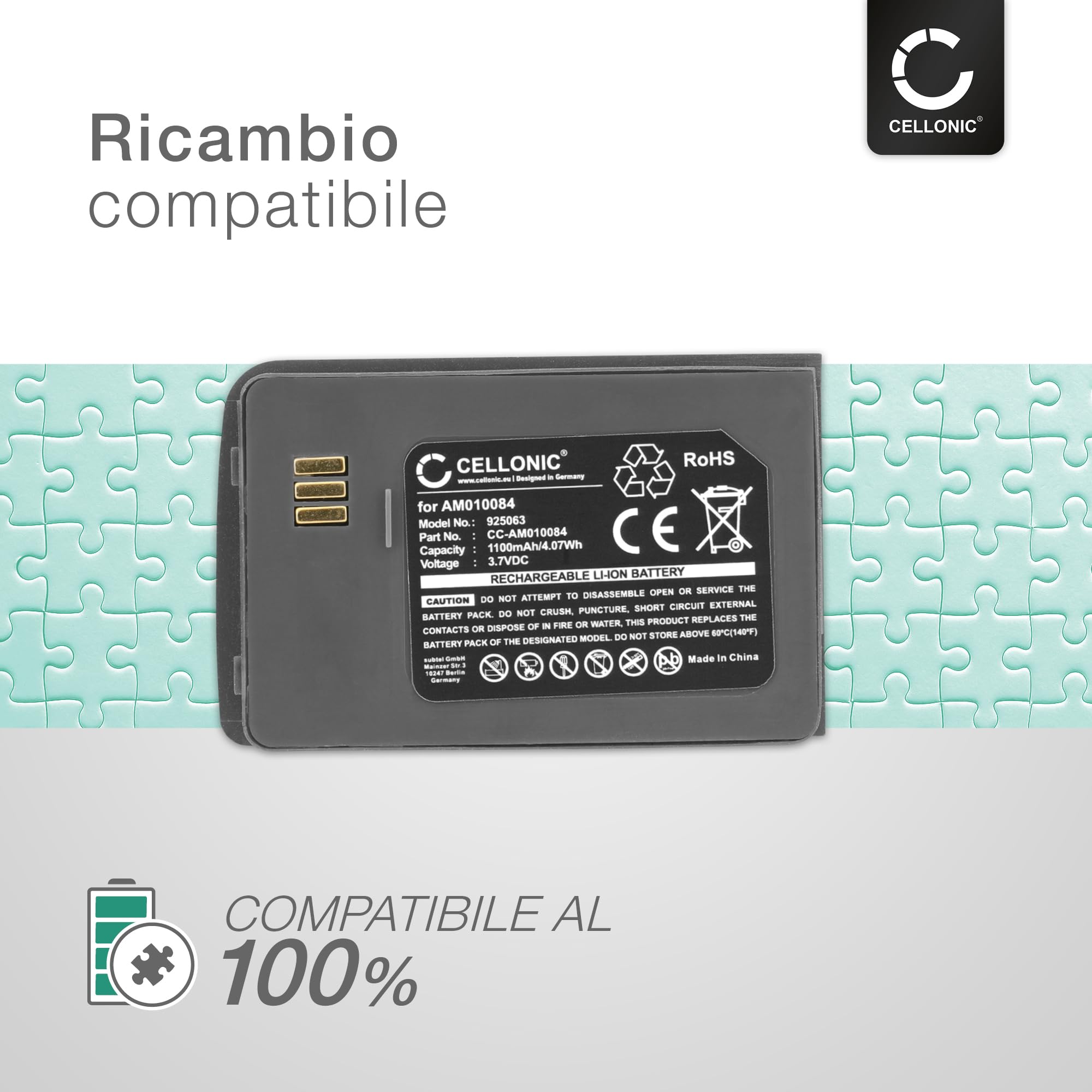 CELLONIC 1x Batteria per Telefono fisso Compatibile con Thuraya SG-2510, SG-2520, SG-3319, AM010084 – (1100mAh, 3.7V)
