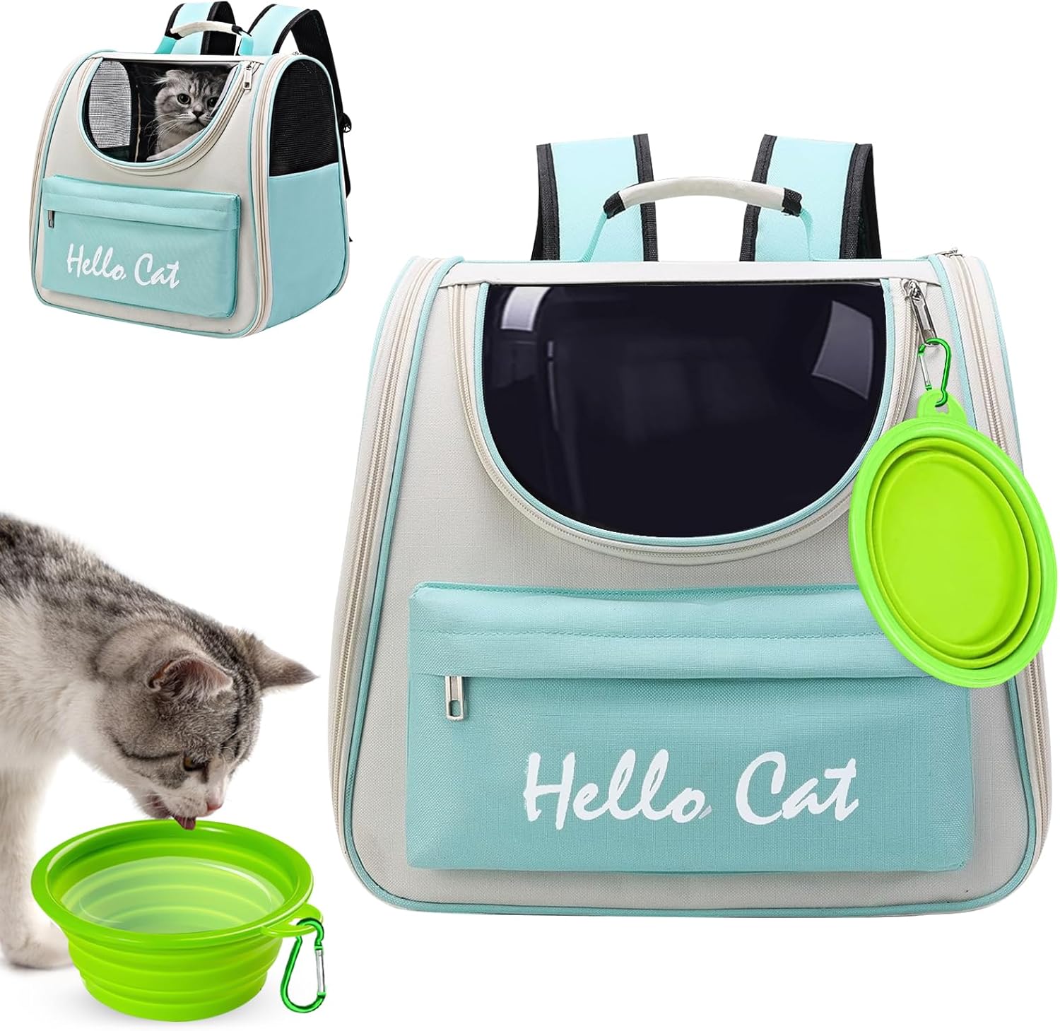 Surmounty Sac à dos pliable pour animal de compagnie avec gamelle de voyage, sac de transport pour chats et chiens, chiots jusqu’à 15 kg Surmounty Sac à dos pliable pour animal de compagnie avec gamelle de voyage, sac de transport pour chats et chiens, chiots jusqu’à 15 kg