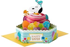 Hallmark Paper Wonder Peanuts Displayable Pop Up Easter Card (featuring Snoopy in Easter Egg)