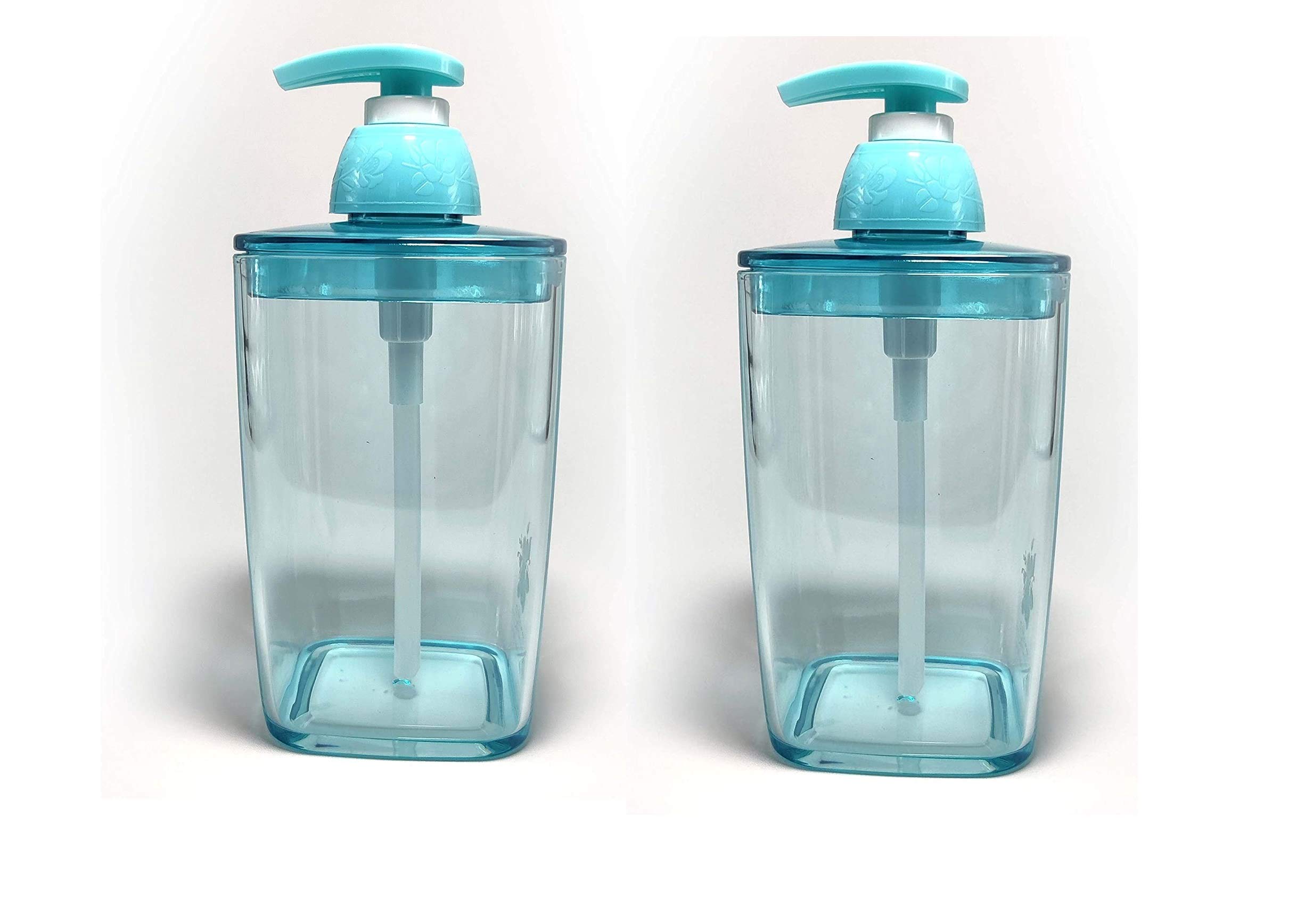 WON Acrylic Soap Dispenser Bottle Set with Pump for Hand wash Acrylic in Bathroom Kitchen Sink, Translucent and Crystal-Clear and Chrome Finish top(Pack of 2)(Design as per Availability)