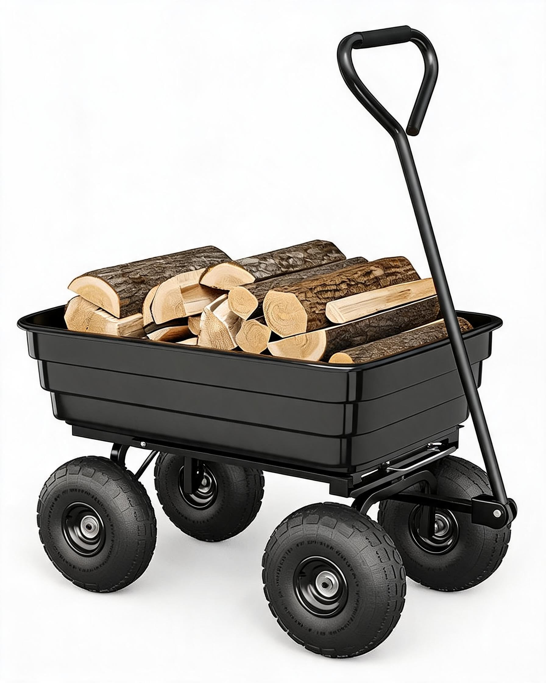 Zstar Chariot de Jardin Robuste – Capacité 600 lbs, basculement Rapide, pneus increvables, Cadre en Acier – Idéal Jardinage & extérieurérieur – 600 lbs | Noir