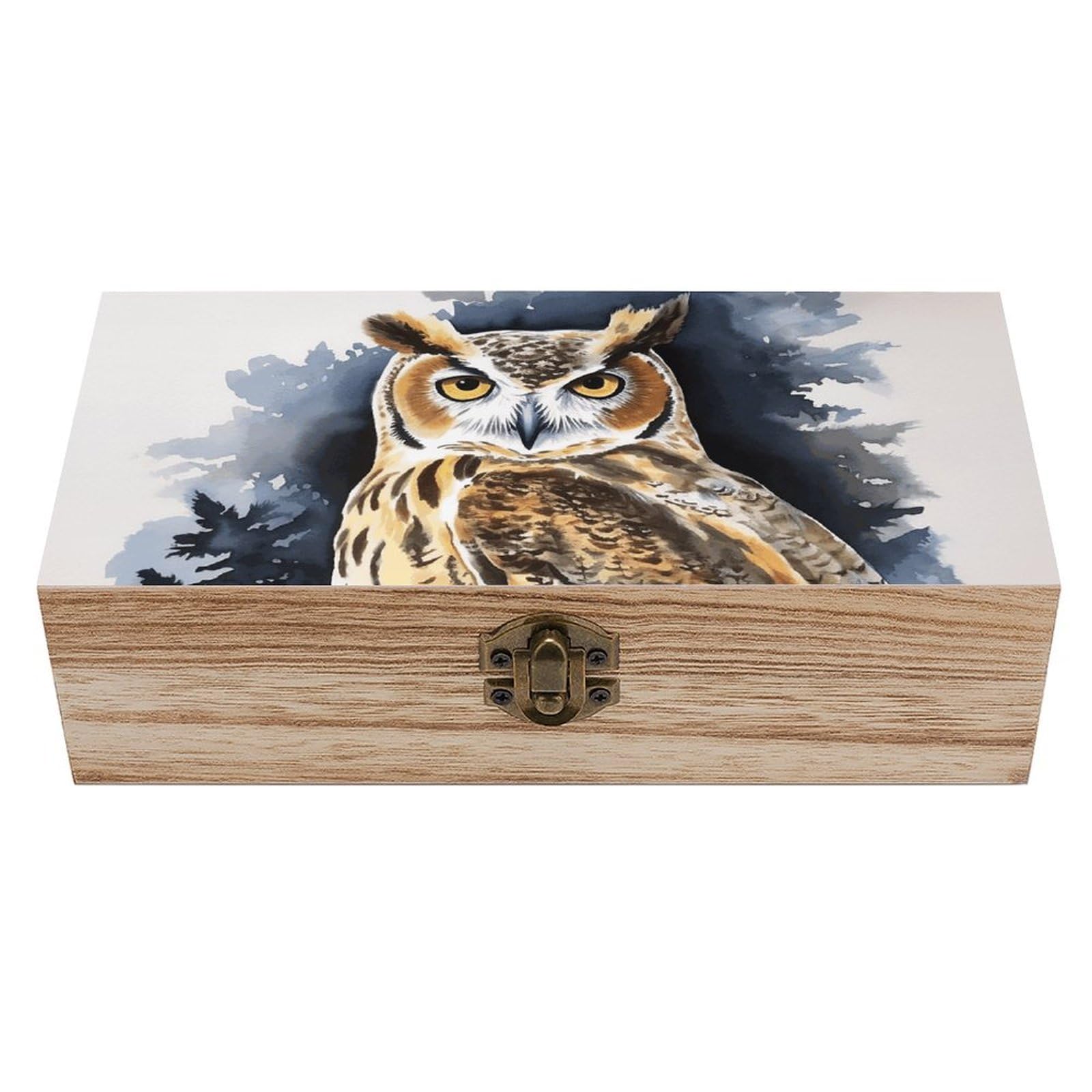 LZQPOEAS Owl2 Wooden Storage Box Small Decorative Box with Hinged Lid Handmade Elegant Keepsake Storage Box for Jewelry, Photos, Trinkets, Letter Gifts, Small Heirlooms