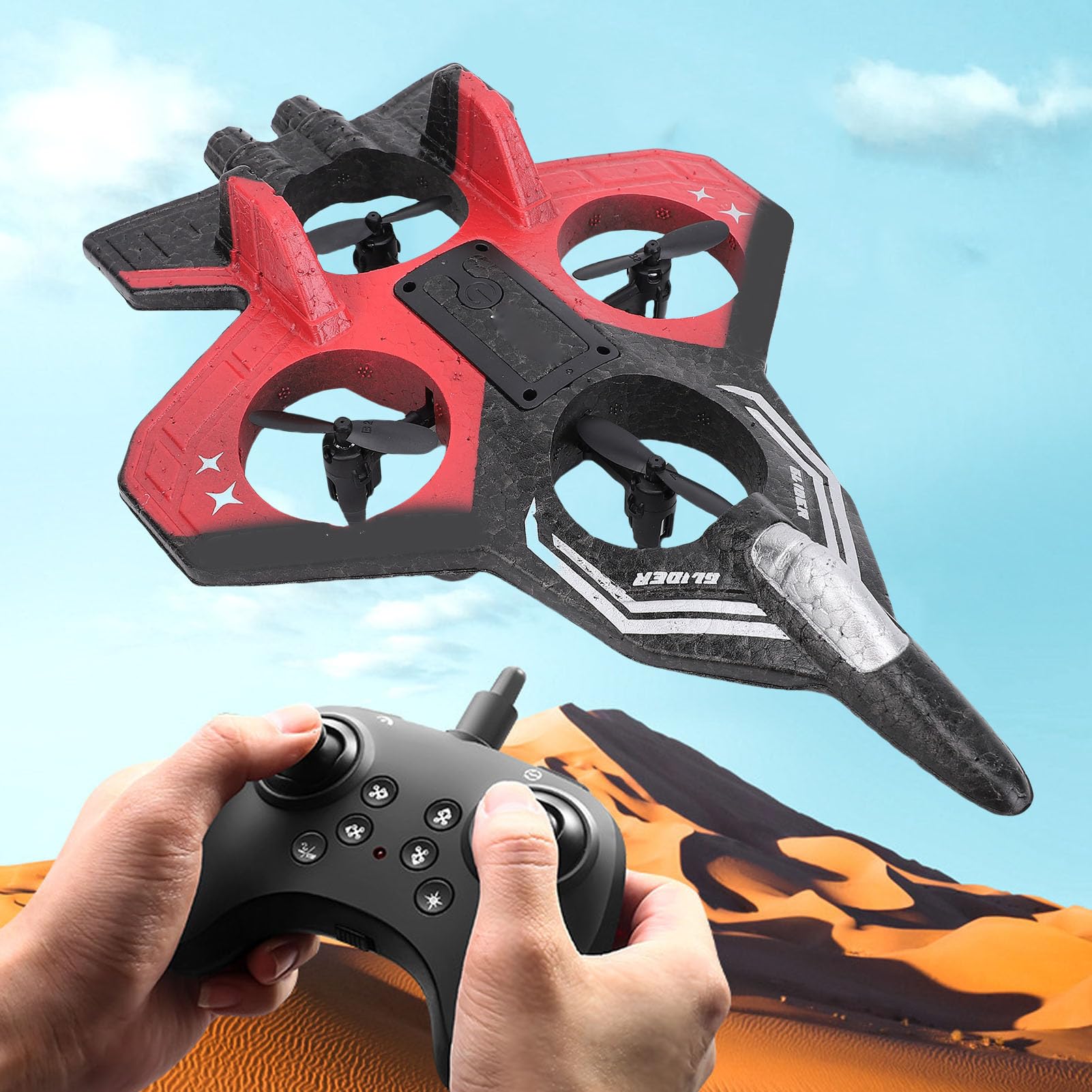 RC Slider, 2,4 GHz Zdalne Sterowanie Airpalne, 4 Ciągu Silnika | 3 Prędkości | 360 ° Kasketowe Samolotowe Samolotowe Zabawki światłami (Pojedyncza bateria)