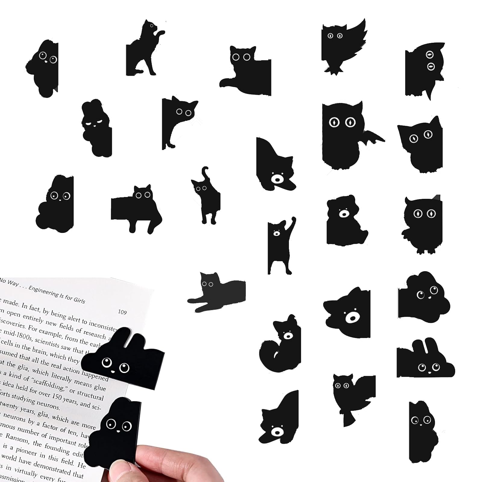 Minging Marcapaginas Magnetico - 24 Piezas de Puntos de Libro con Diseño Animales - Marcadores Originales para Niños