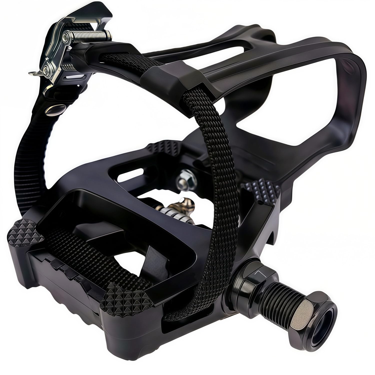 YBEKI Pro-Grade SPD Spinning Pedały z paskami i klipsami na palce – 2 w 1: kompatybilne z SPD + klasyczne klatki – pasują do Peloton, Schwinn, Sunny, oś 9/16" z łożyskami uszczelniającymi
