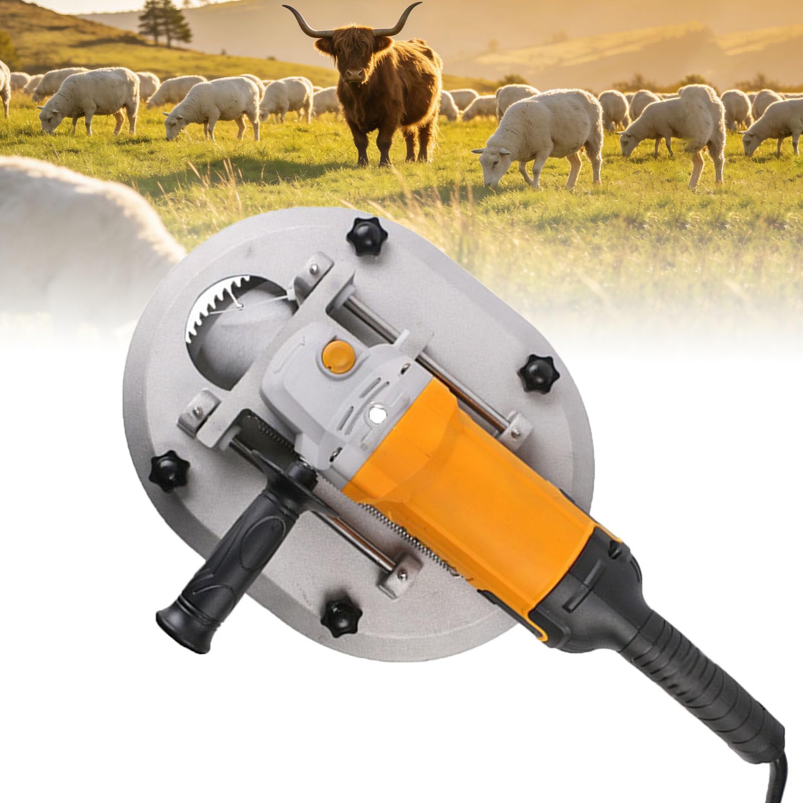 XNZJHPP Electric Dehorning Saw Adult Cattle,1700W Horn Cutting Machine,Complete Cattle Dehorner Set for Calves,Goats,Sheep Red,High speed painless horn,High speed hacksaw blade (Yellow)