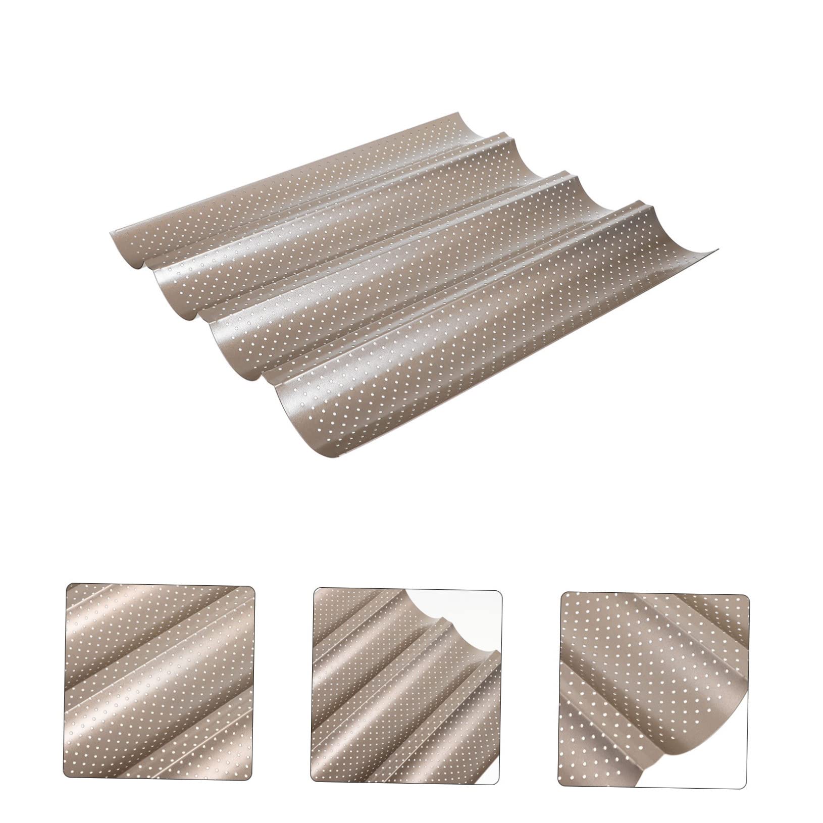 Molde Francés Dorado para Hornear Ranuras Pan 4 | Acero al Carbono, Resistente al Calor y Antiadherente, para Horneado Diario de Pan Integral