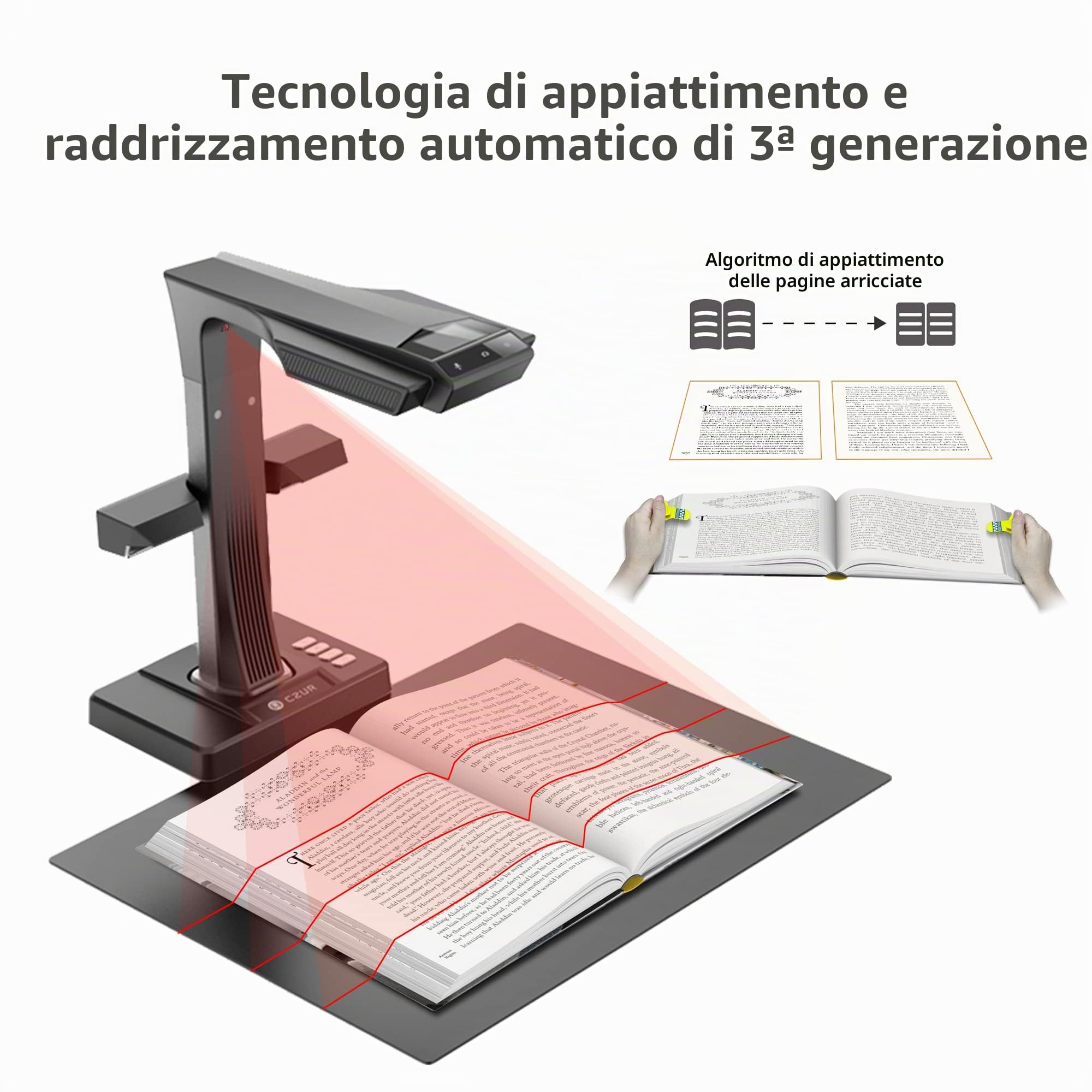 CZUR ET24 PLUS Scanner professionale per libri e documenti A3, OCR di oltre 180 lingue, supporto HDMI, per Windows/MacOS/Linux