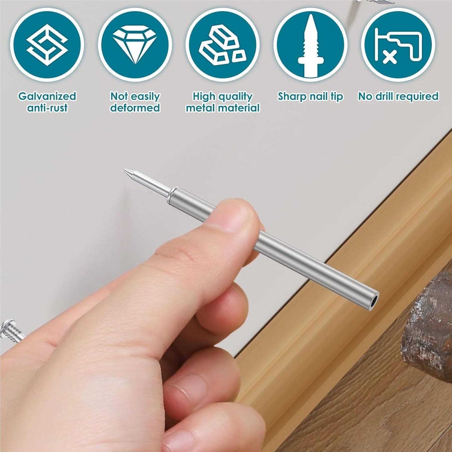 Double Sided Nails Double-Head Skirting Thread Seamless Invisible Nail Metal Skirte Line Without Marks Nails Fastener For Solid Wood Trim(500PCS)