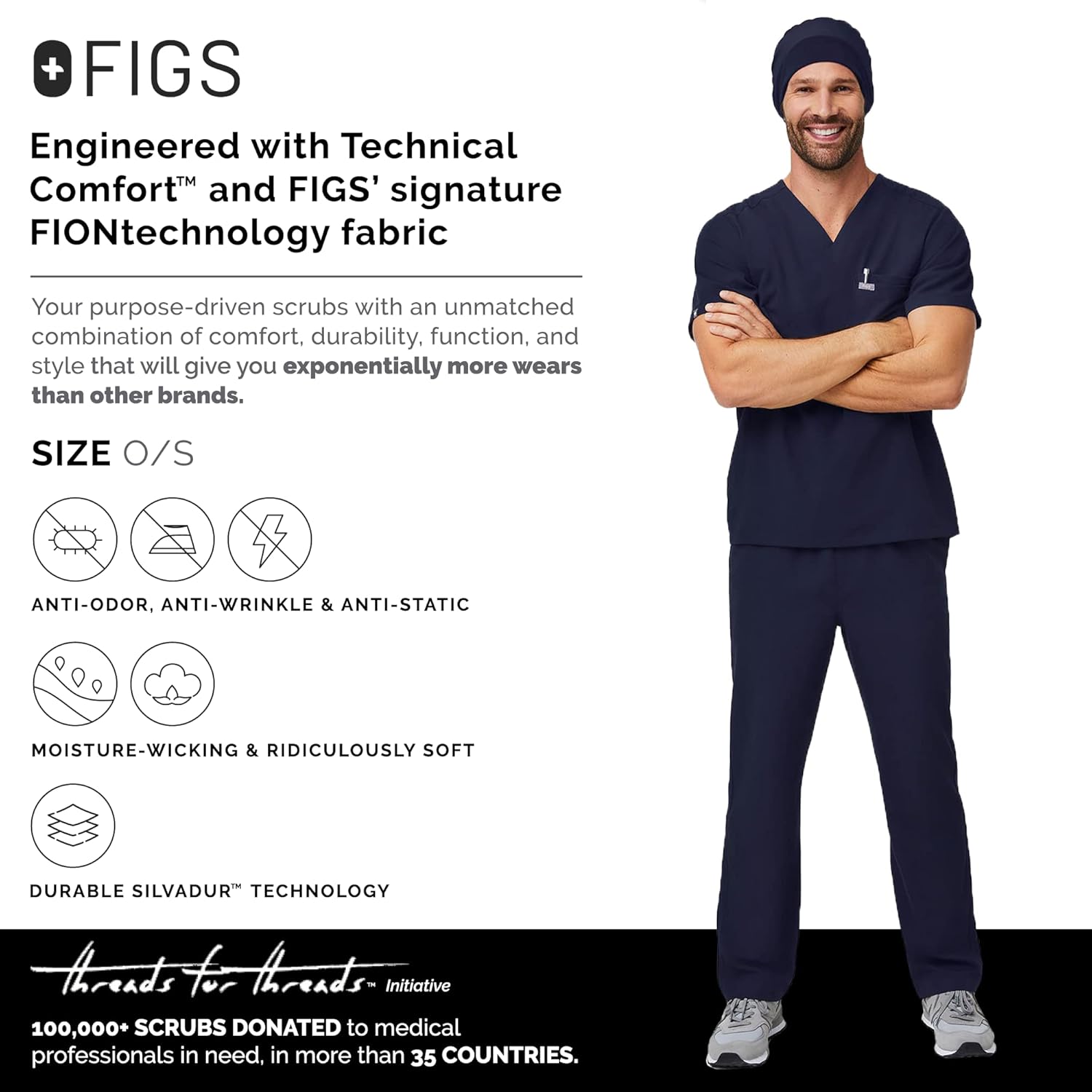 FIGS Modern Expandable Unisex Scrub Cap for Women and Men - Navy, One Size at  Men’s Clothing store