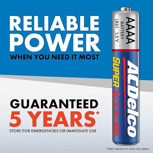 Miniatura 25 de ACDelco 48 pilas AAA triples, batería súper alcalina de máxima potencia para el hogar y la oficina, vida útil de 10 años, embalaje resellable