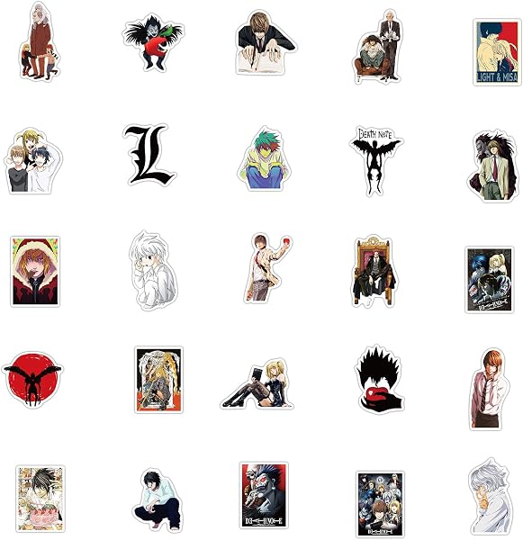 NEULEBEN Autocollants 50 pièces, Death Note Anime Japonais, Imperméables pour ordinateur portable, bagages, skateboard, voiture, enfants et adolescents - 4