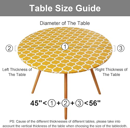 Miniatura 401 de Smiry - Mantel redondo de vinilo ajustable con bordes elásticos y parte trasera de franela, mantel de vinilo impermeable, lavable, diseño enrejado