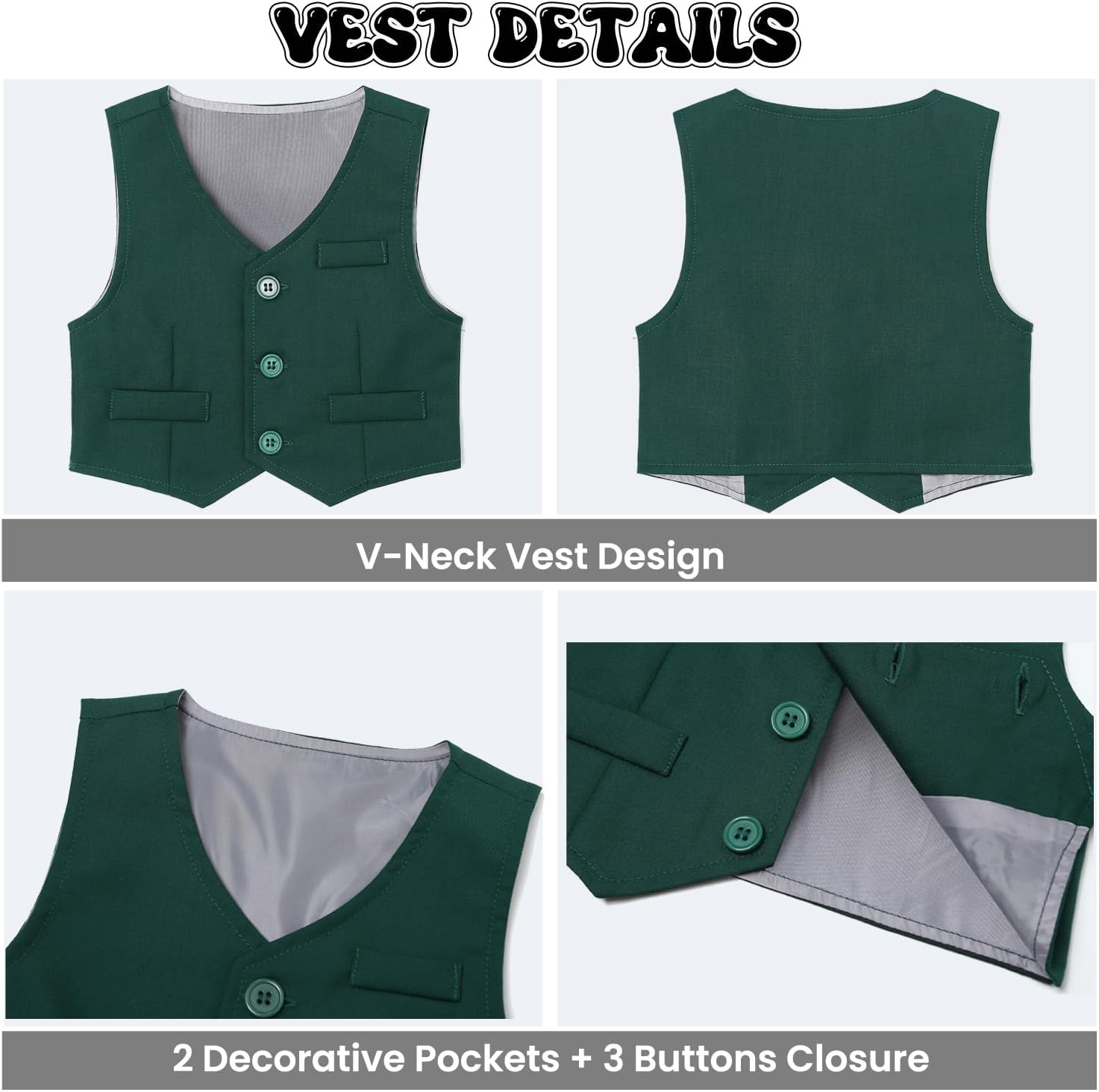 Baby Boy Suit Set Infant Tuxedo Formal Outfit Shirt Vest Pants Bow Tie Wedding Baptism Birthday Party