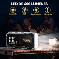 YUSMAN F02 indító power bank jump starter autóhoz, akkumulátortöltő bikakábel kapcsokkal és kijelzővel 4