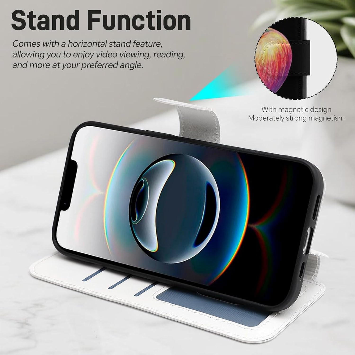 Drawing Fruit Compatible with iPhone 16/16 Plus/16 Pro/16 Pro Max/16 E Case Phone Wallet Card Holder Flip Cover with Wrist Strap