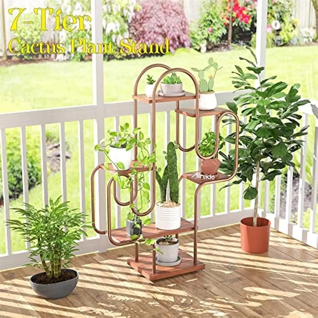 6-Storey Metal Heavy Duty Ladder Rack Multi-Purpose Plant Display Rustic Bookshelf