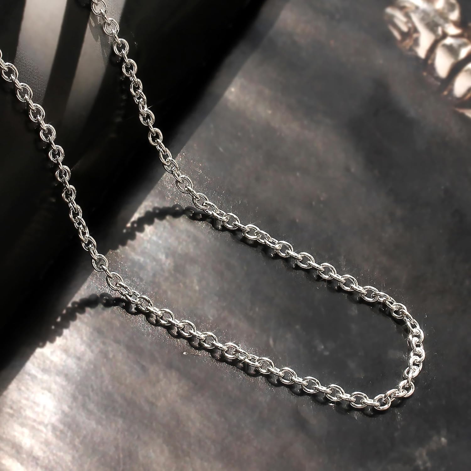 DoubleAccent 4mm Stainless Steel Chain Cable Link Chain Necklace (Available Length 20",24",30")