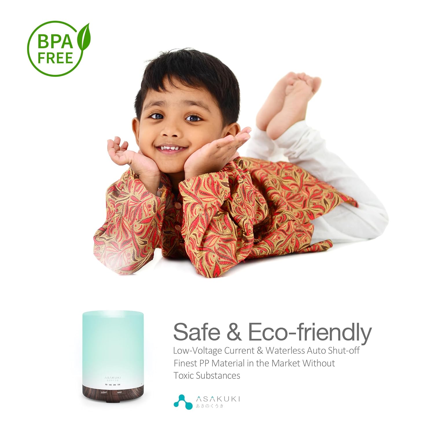 ASAKUKI plastic 300ML Essential Oil Diffuser, Quiet 5-In-1 Premium Humidifier, Natural Home Fragrance Aroma Diffuser With 7 LED Color Changing Light And Auto-Off Safety Switch (Black) 4