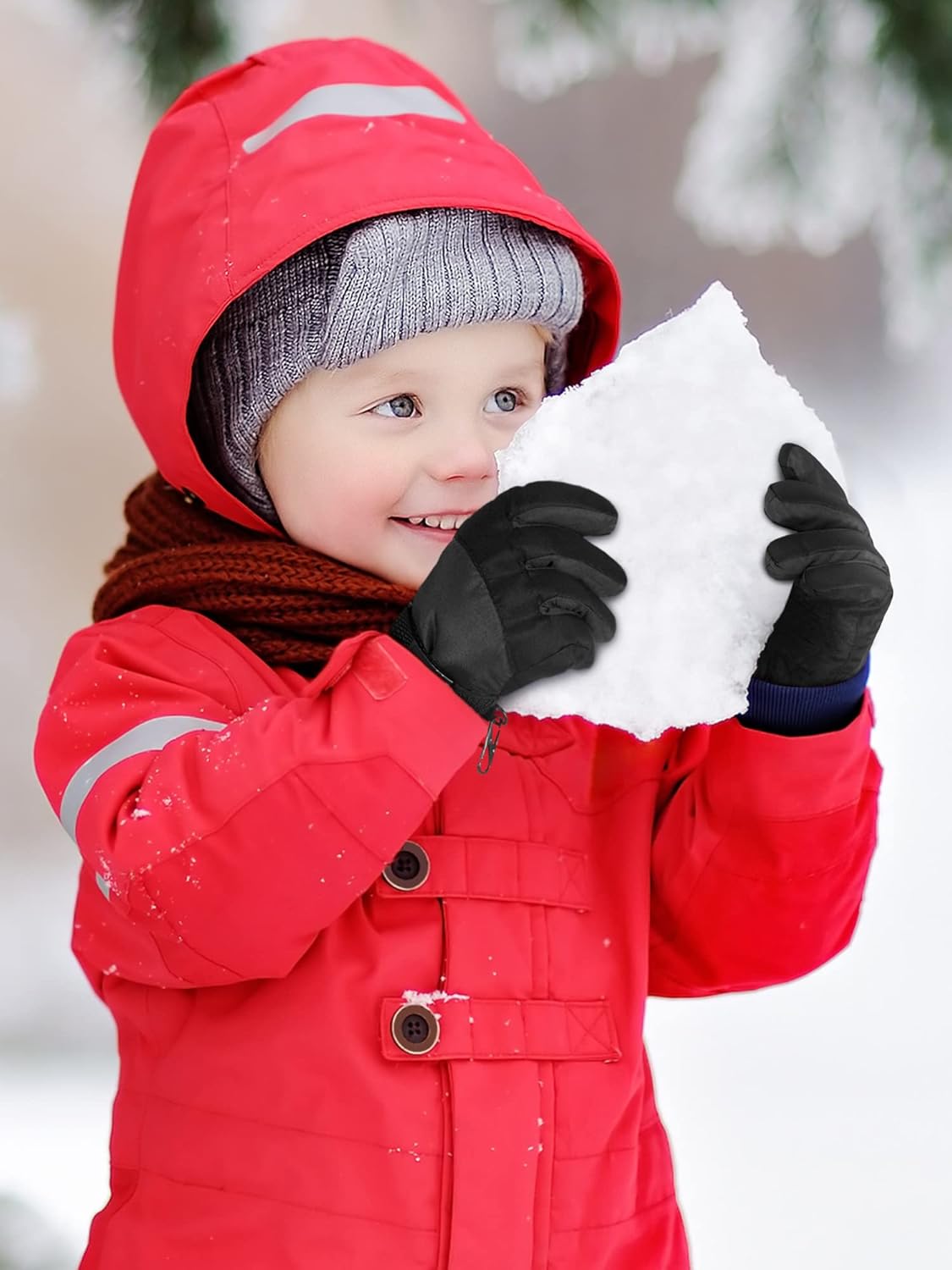 Hicarer 4 Pairs Winter Gloves for Kids Waterproof Snow Ski Gloves Girls Boys Warm Unisex Youth Clothes for Cold Weather - Image 2