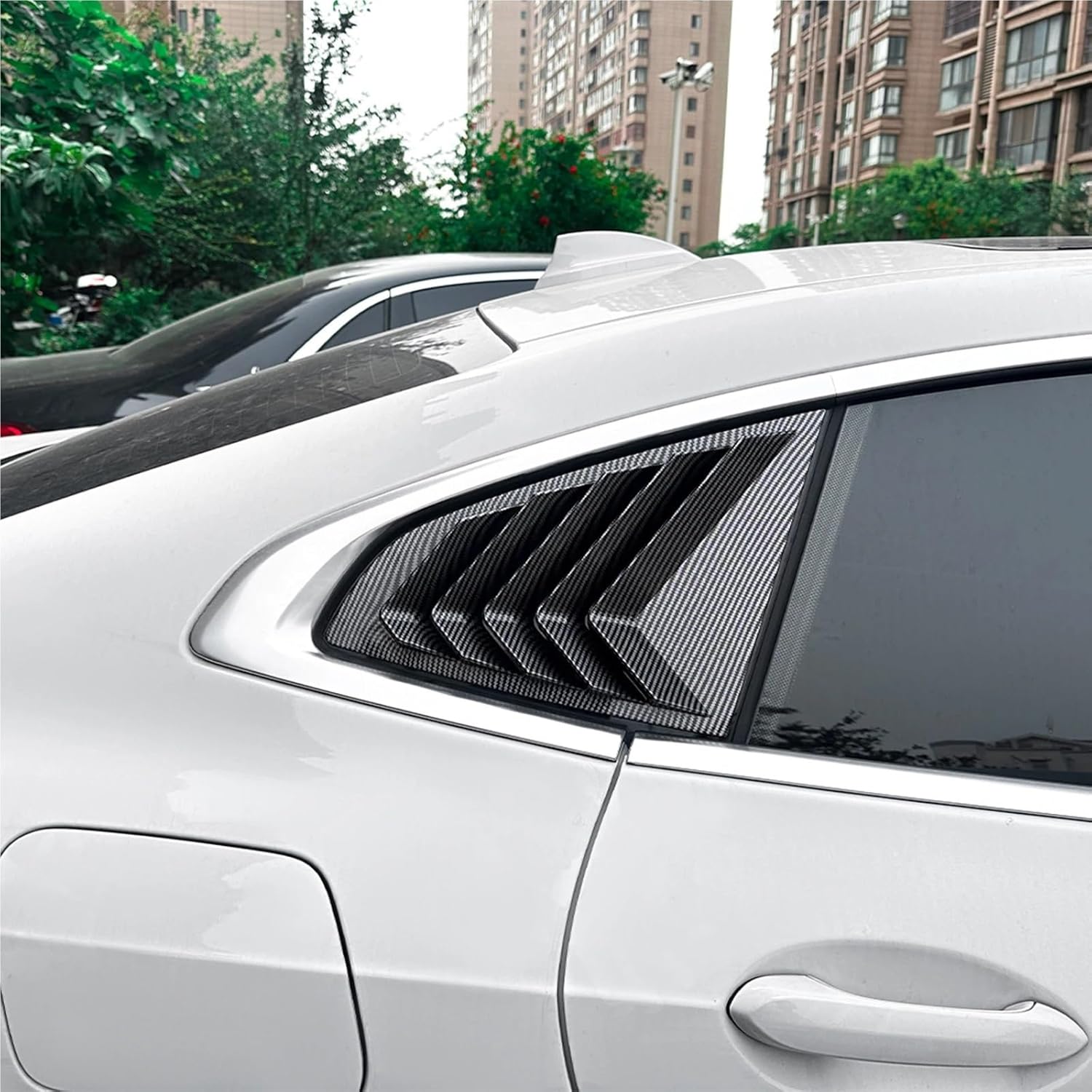 for BMW 2 Series F44 2020-2023 Rear Side Window Louver Shutter Trim Cover Carbon Fiber Look/Gloss Black Windshield Sun Shade(Carbon Fiber Look)