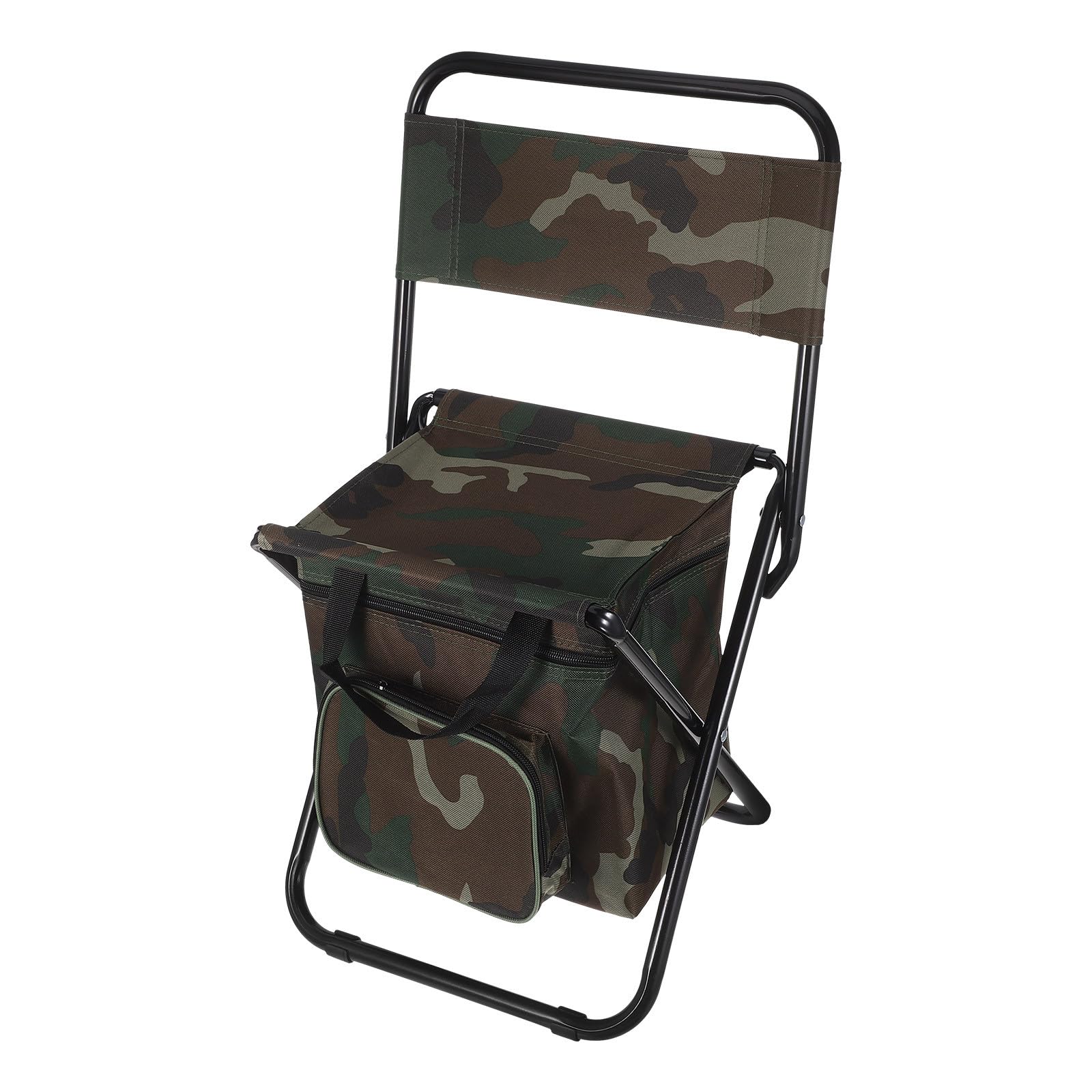 Kichvoe Sgabello da campeggio pieghevole con refrigeratore, sedia da pesca per esterni con schienale, sedia da escursionismo pieghevole, sedile portatile per viaggi, picnic, escursioni, articoli da