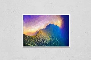 Wall Art Poster Print of Abstract Digital Oil Painting,Panorama of the Mountain Bromo Background in Different Angles, During Colorful Morning Sunrise of the Bromo Volcano,East Java, Indonesia