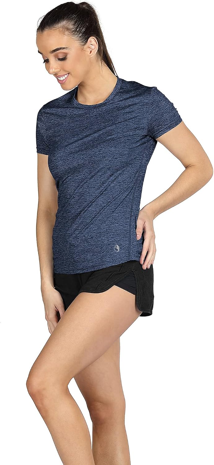 icyzone Workout Running Tshirts for Women - Fitness Athletic Yoga Tops Exercise Gym Shirts (Pack of 3)