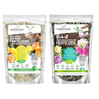 GARDENWISE Professional Citrus Fertilizer & 8-4-8 Acidic Fertilizer for Azaleas, Camellias, Hydrangeas, Blueberries, Gardenias - Balanced NPK for All Citrus for Indoor & Outdoor Plants 5-2 Qr