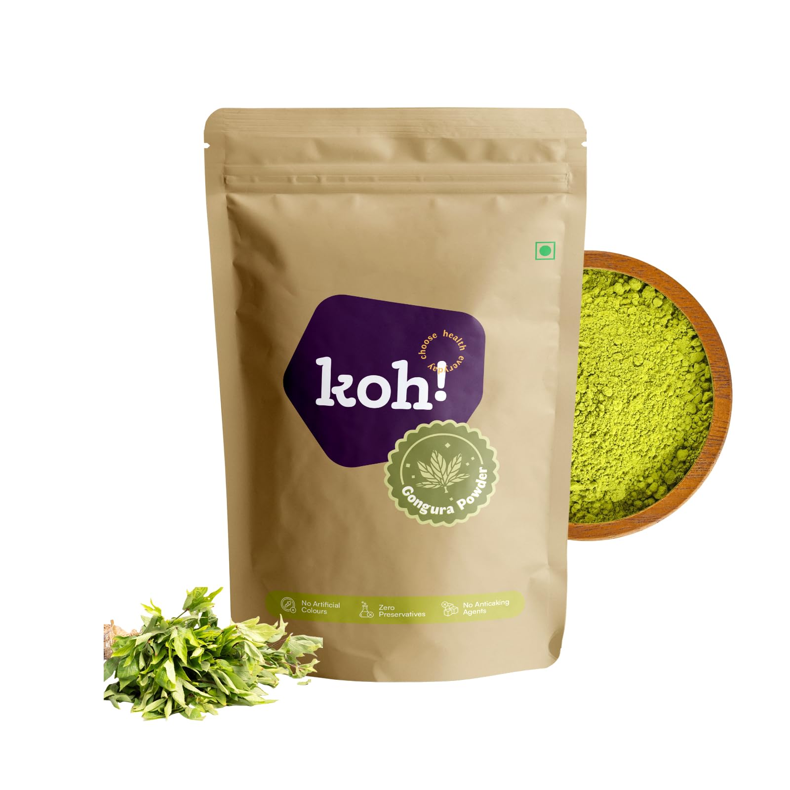 KOH Pure Gongura Powder | Fresh Spice For Authentic Cooking, Pickles, Chutneys & Curries | Natural Flavor Boost | No Additives, Preservatives Or Adulteration | Rich in Nutrients - 100g