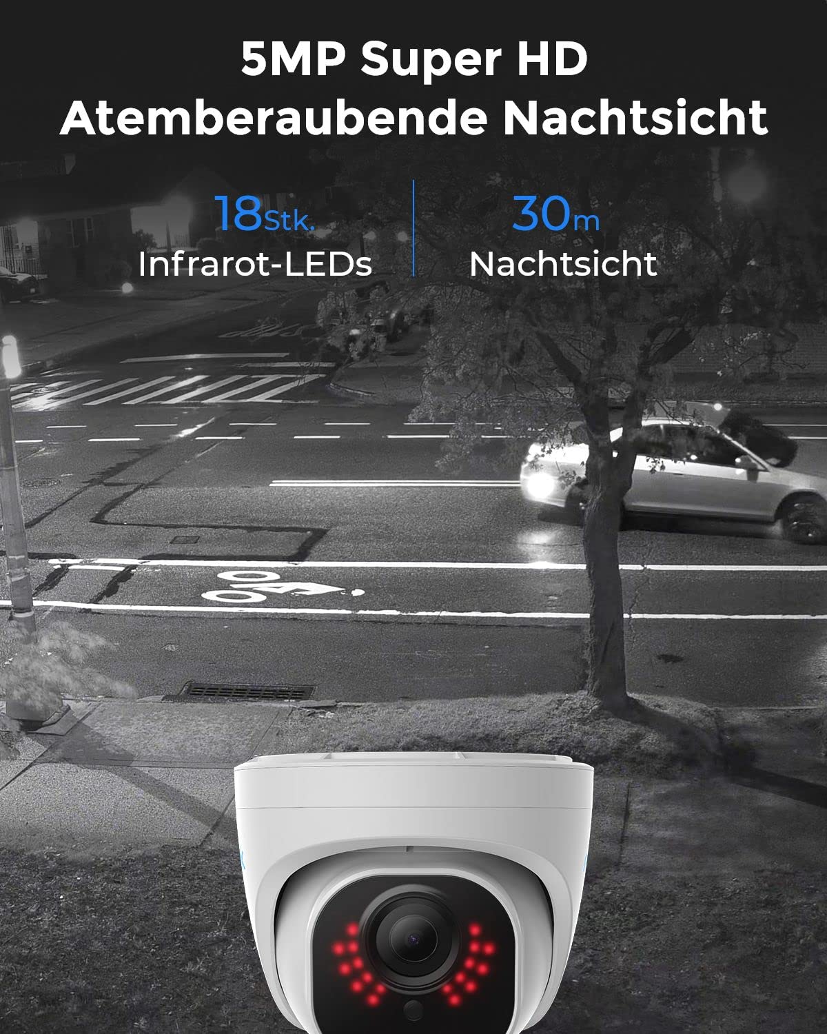 Reolink 5MP Überwachungskamera Set Outdoor, 4X 5MP PoE IP Dome Kamera Überwachung Aussen und 8CH 2TB HDD NVR für 24/7 Videoüberwachung, Personen-/Fahrzeugerkennung, Nachtsicht, RLK8-520D4-5MP