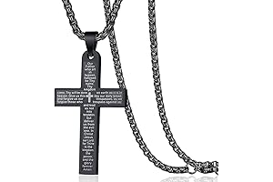 Rehoboth Men's Cross Pendant Necklace: Embodying the Fashionable Cross with the Lord's Prayer Projection