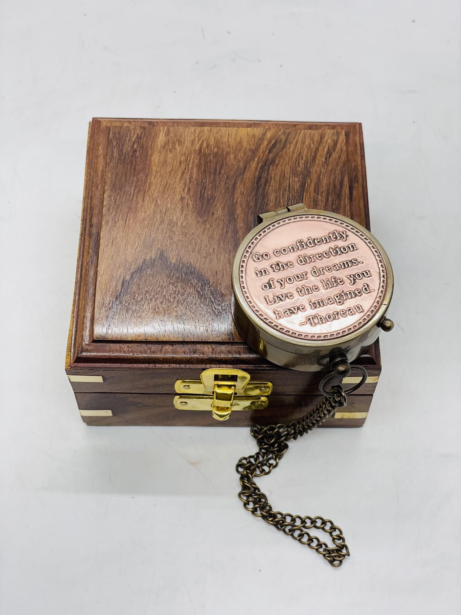 Brass Compass Handmade Go Confidently with Wooden Box-picture-24