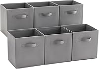 Vista 14 de Max Houser - Juego de 6 cubos de almacenamiento hechos de tela con asas de plástico dobles, para el armario del hogar, dormitorio, cajones