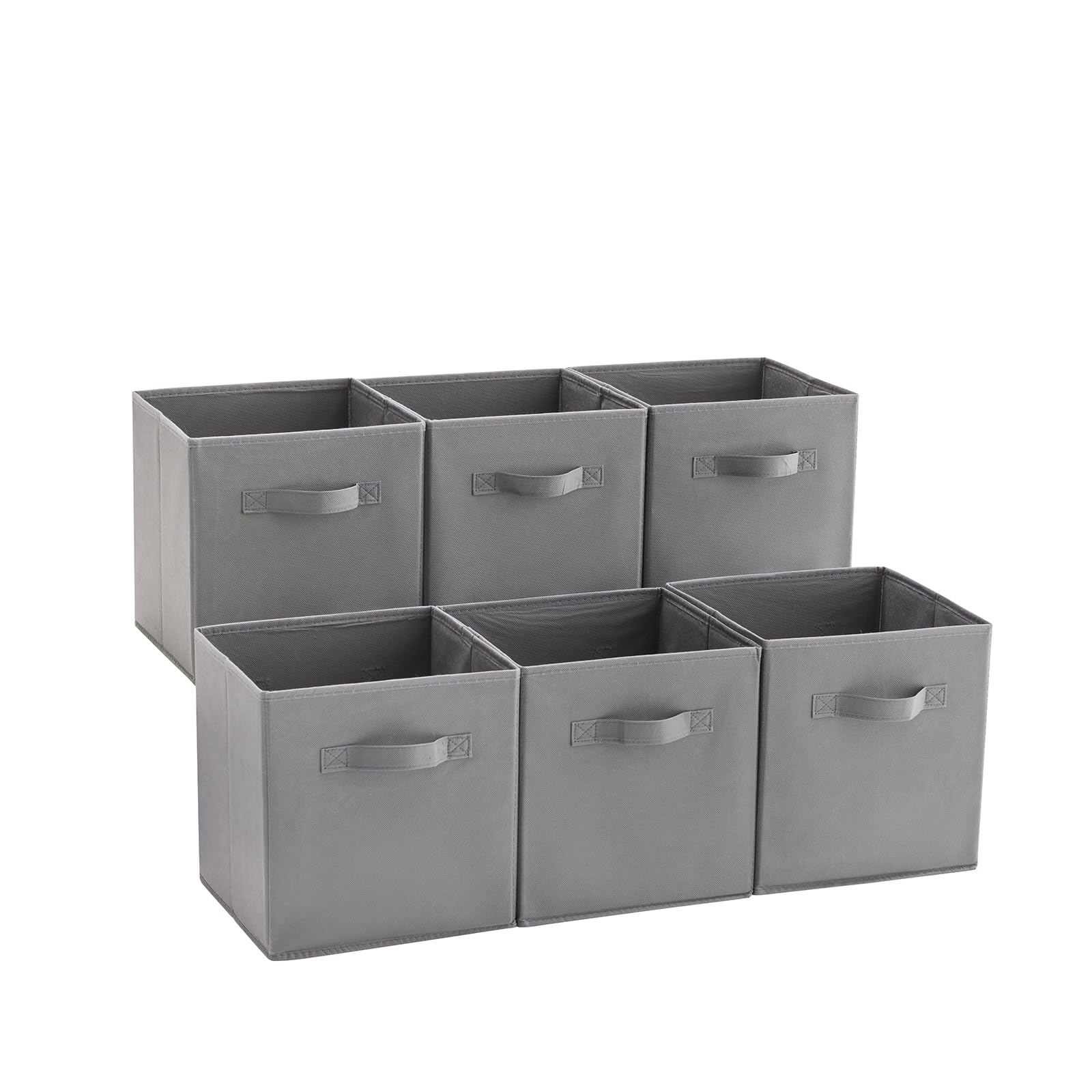 MAX Houser 6 Pack Foldable Fabric Storage Bins with Handles - Ideal for Closet Organization, Bedroom and Nursery (Grey, 10.5"x10.5"x11")
