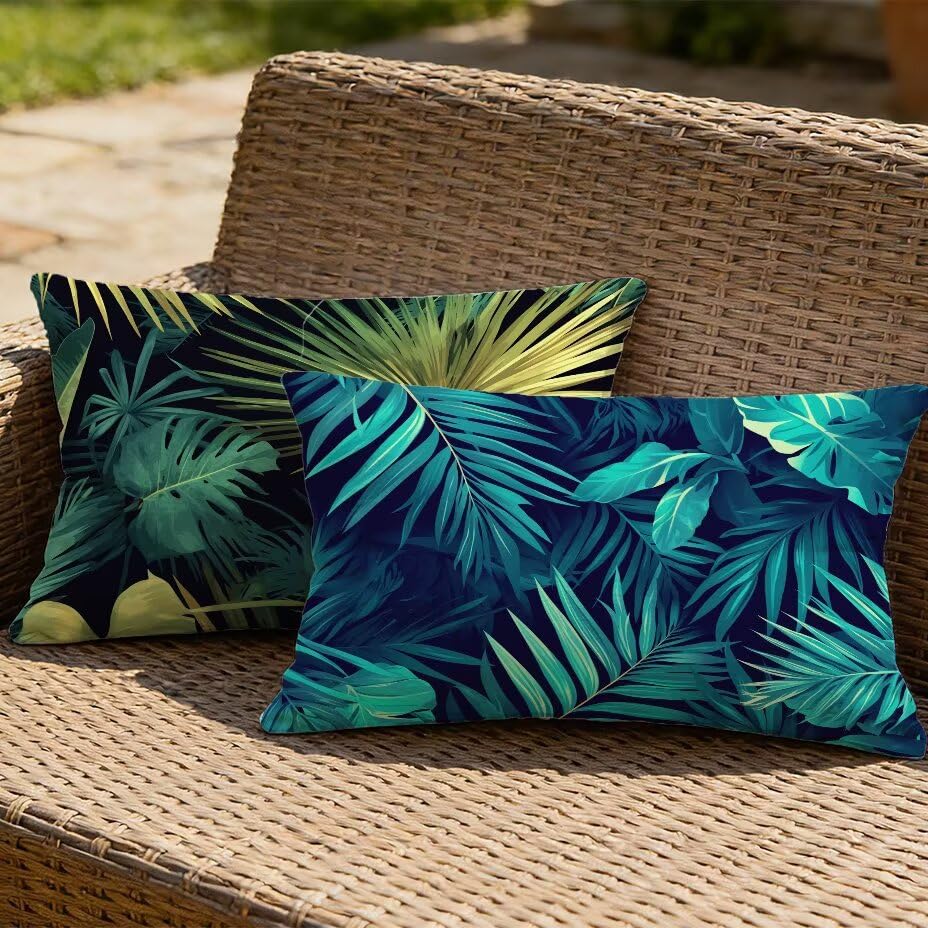 Housse de coussin de jardin 50x70 imperméable pour terrasse et mobilier vert